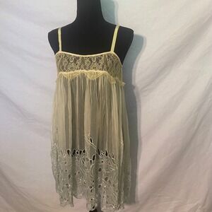Raga Pewter Lace Embroidered Babydoll Mini Dress R1547 NWT Small Boho Fairycore